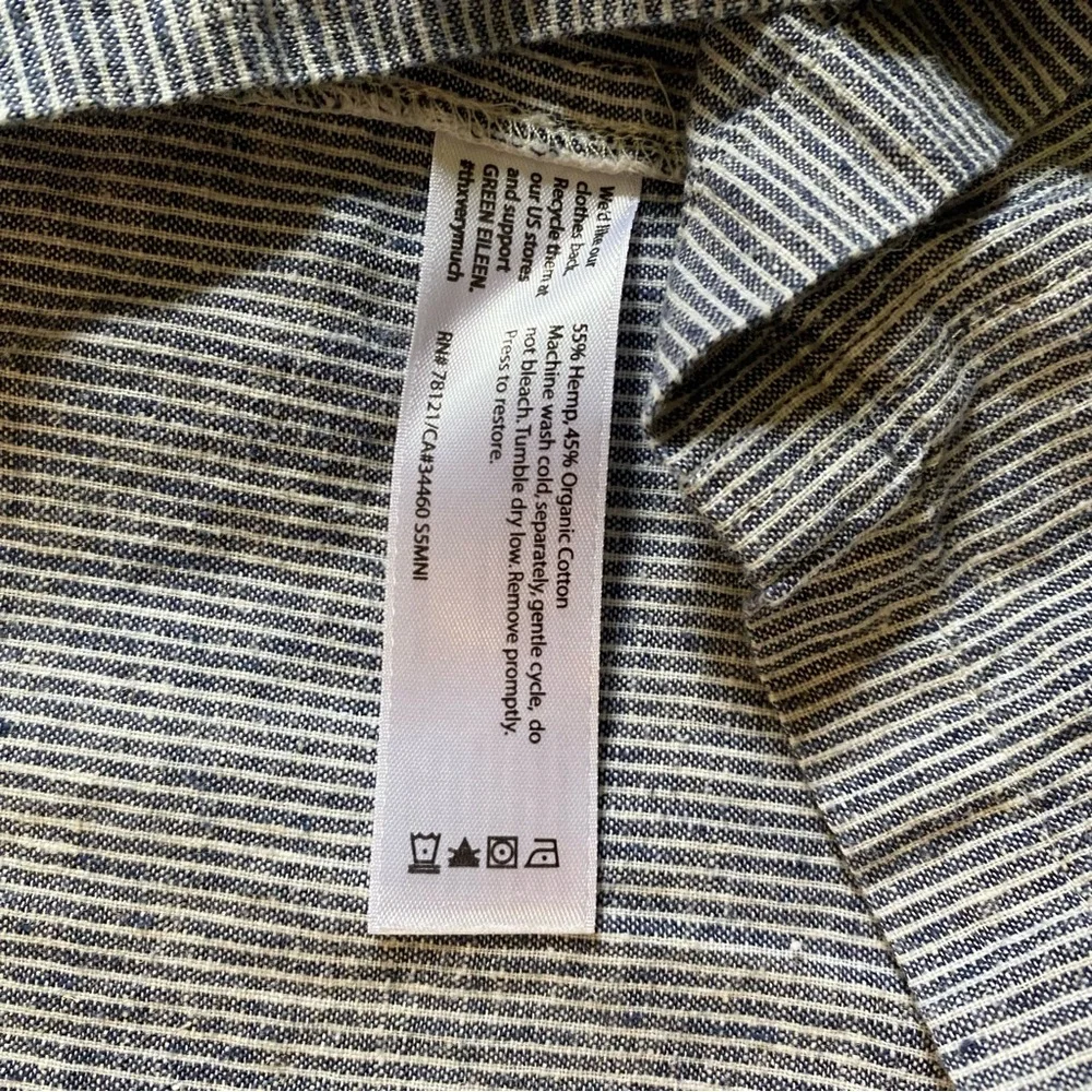 Eileen Fisher Petite Hemp and Organic Cotton Blue Seersucker Dress size MP - Picture 4 of 5